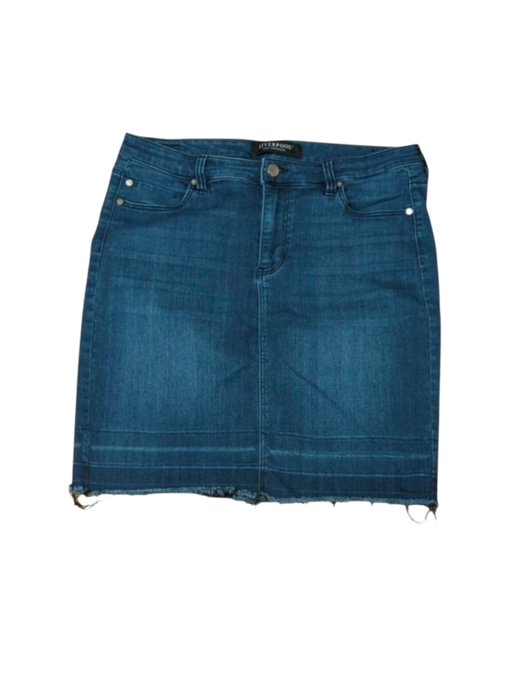 Liverpool Denim Skirt with Frayed Edges Petite 12/31